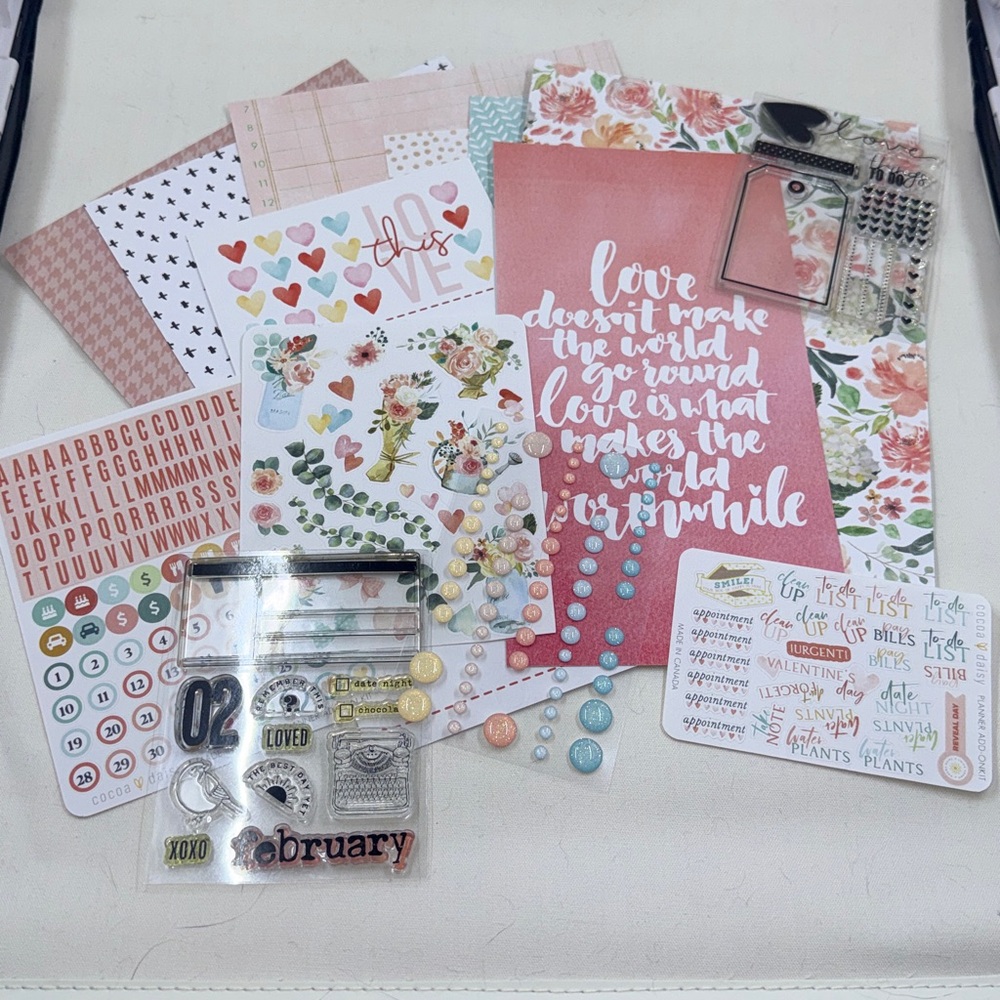 Pink & Multicolor Valentine Planner Sticker and Stamp Set
